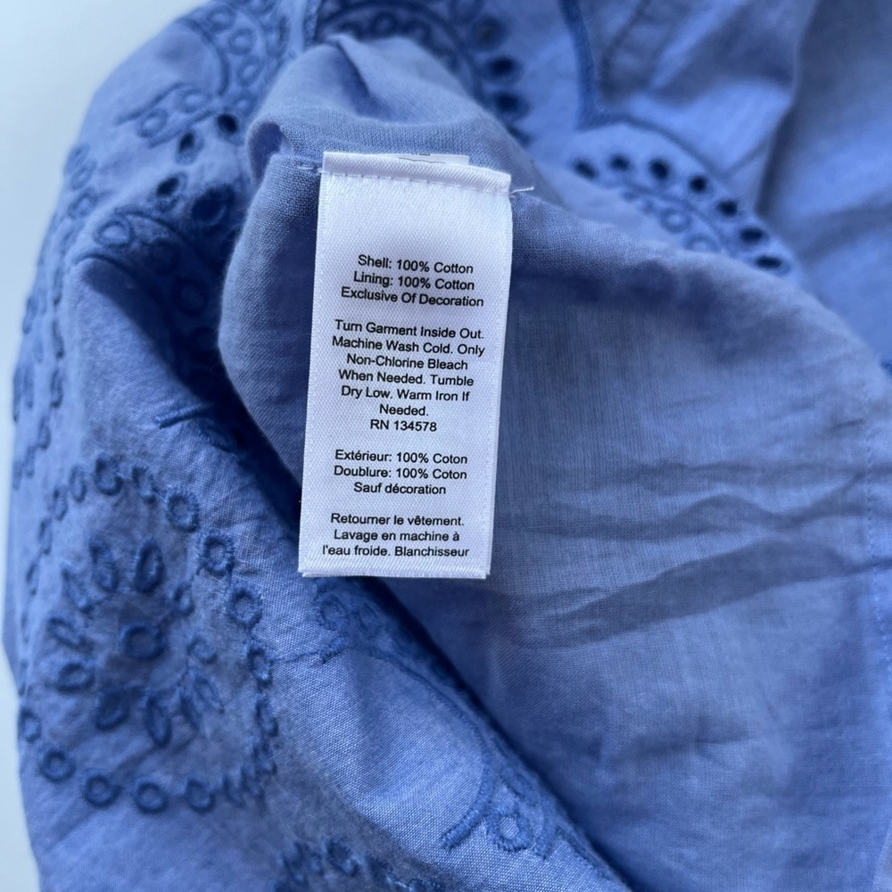 NWT Vineyard Vines Blue Eyelet One Shoulder Dress Cotton Coastal Summer XS - Picture 8 of 8